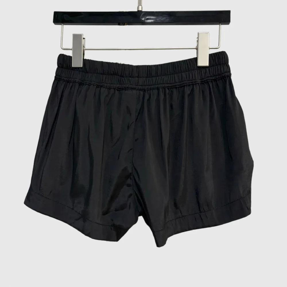High Street Dark Style Slim Fit Pants with Slit Drawstring Shorts Women's Exlstic Waist Casual Pants Sexy Solid Color Shorts