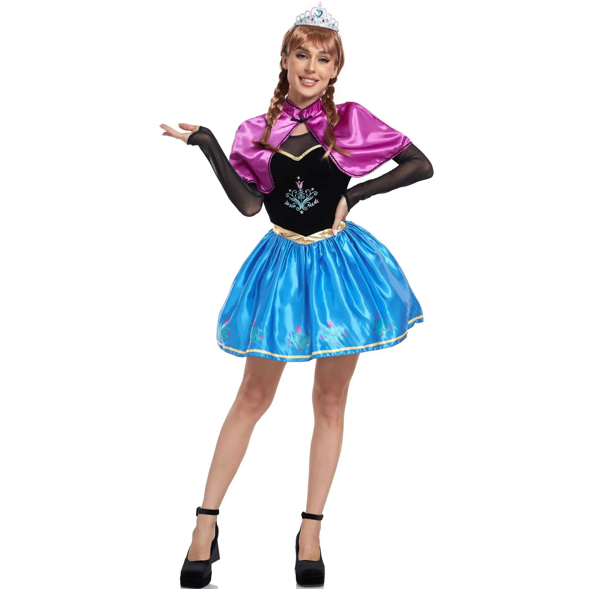 Cartoon Snow Character Cosplay deluxe anna sexy Dress Costume Halloween Girl Carnival Party