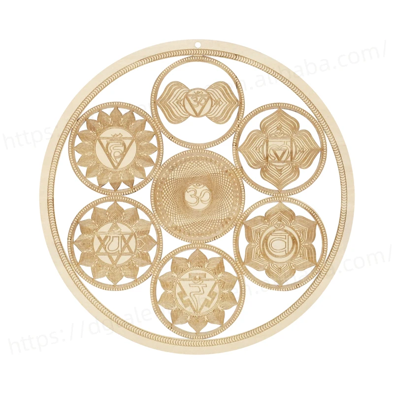 1Pcs  Buddhism Meditation  Wood Wall Art Sculpture forYoga Chakra  Geometry Seven Chakra Art HouseDecoration