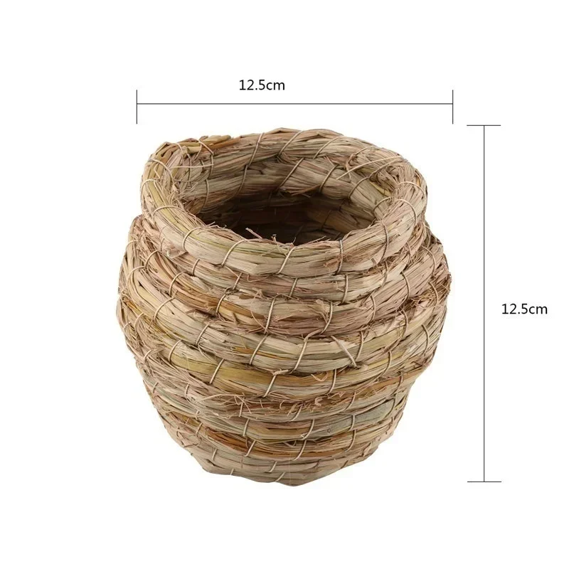 Handwoven Straw Bird House Hanging Nest Hummingbird Shelter Garden Woven Hut Outdoor Birdhouse Home Yard Decoration