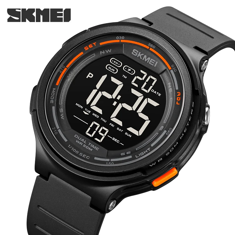 

SKMEI Luminous Alarm Clock Chronograph Electronic Watch Student 50 M Waterproof And Drop-Proof Gray Handsome Silicone Watch 1841