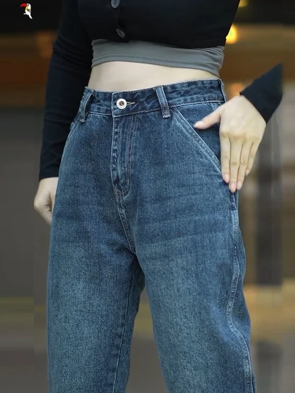 

Джинсы TUCANO 2025: Новинка, мужские, в американском ретро-стиле, прямые, повседневные, модные, в стиле «папиных» джинсов, с высокой талией, на молнии, из смесового хлопка