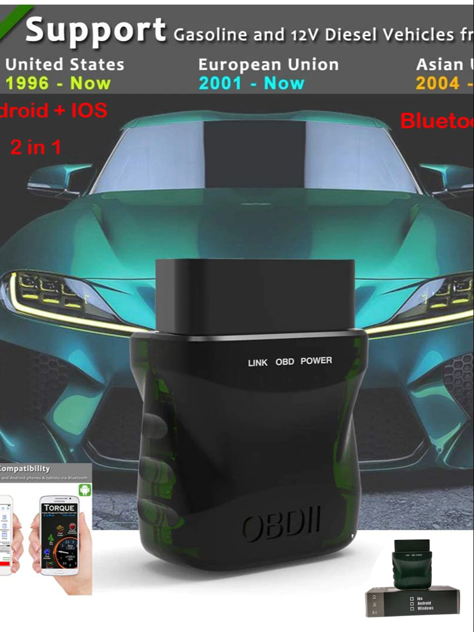 Top Quality V1.5 ELM327 Bluetooth 4.0 Car Engine Fault Code Reader elm 327 V1.5 EOBD OBD II Dignostic Scanner For IOS/Android/PC