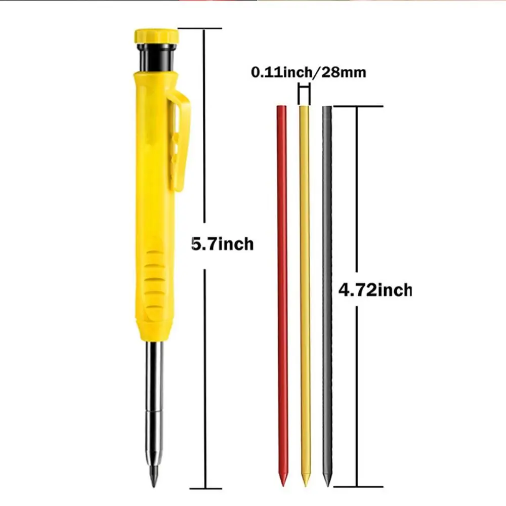 2.8mm Woodworking Pencil Built-in Sharpener Deep Hole Marking Mechanical Pencil Metal Long Head Woodworking Deep-hole Marker