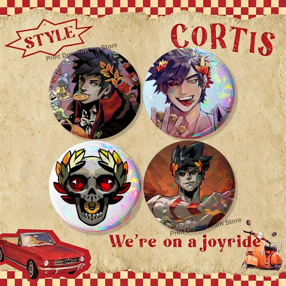 

Zagreus H-Hades 4-piece set Pins Backpack Clothes Jewelry Accessories Cartoon Round Brooch Button Badge Fans Collection Gifts