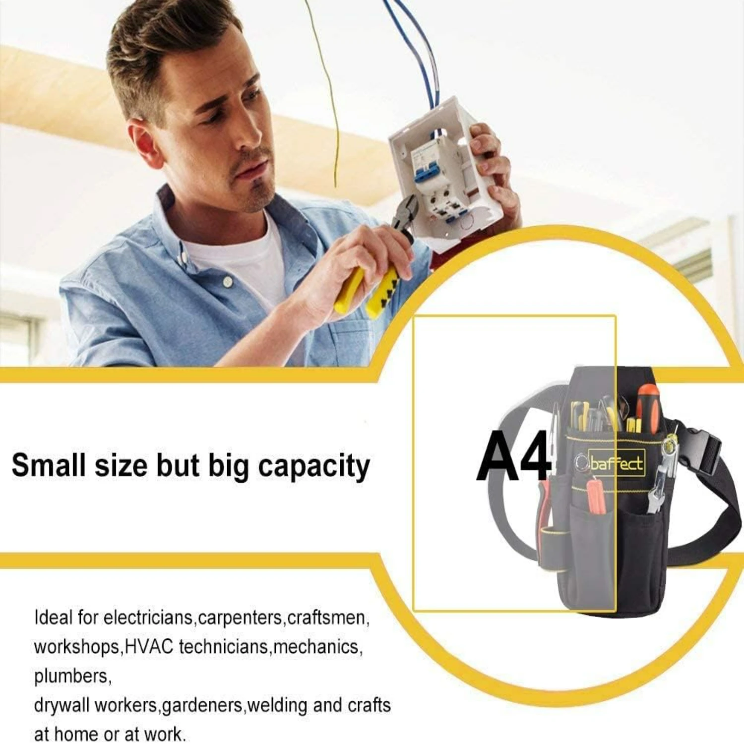 حقيبة أدوات عمل كهربائية شديدة التحمل وقوية وموثوقة مع حزام قابل للتعديل - مثالية لمهام البناء ومشاريع DIY #4