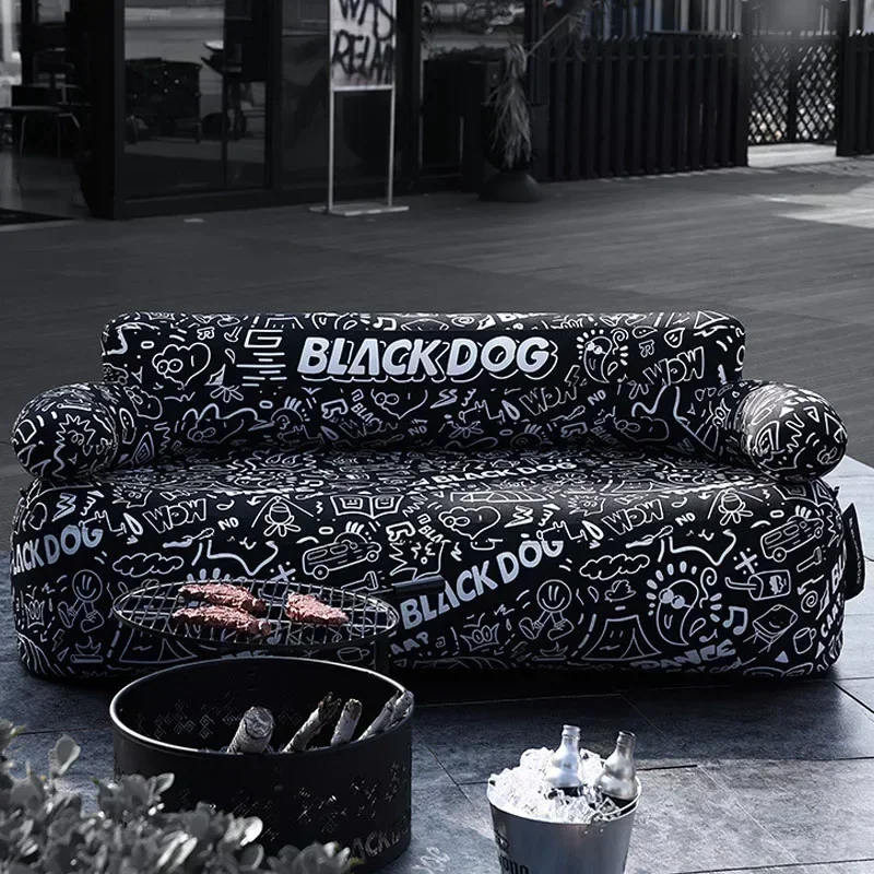 BLACKDOG-sofá inflable automático para exteriores, 1-2 personas, gastos familiares, silla perezosa, peso de oso de 300kg, cojín de aire para playa