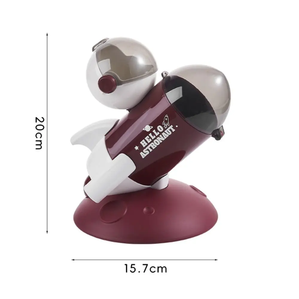 Creative Rocket Pen Holder Multifunctional Cartoon Astronaut Desktop Storage Box with Lid Decorative Cosmetic Brush Container