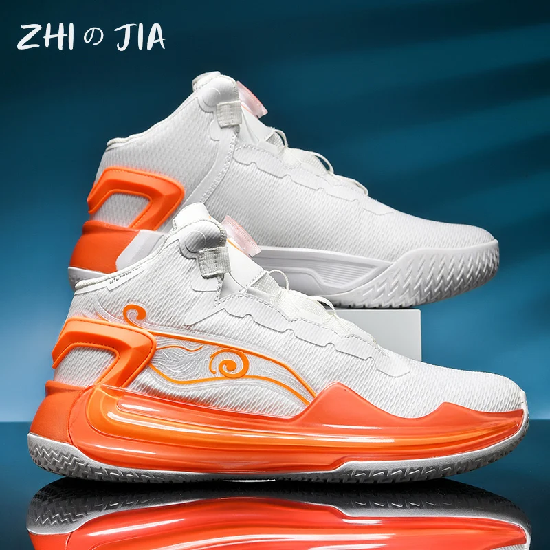 New Men's Fashion Trend Rotating Buckle Basketball Shoes Youth Mesh Breathable Non Slip Sneaker Couple Large Footwear 36-45