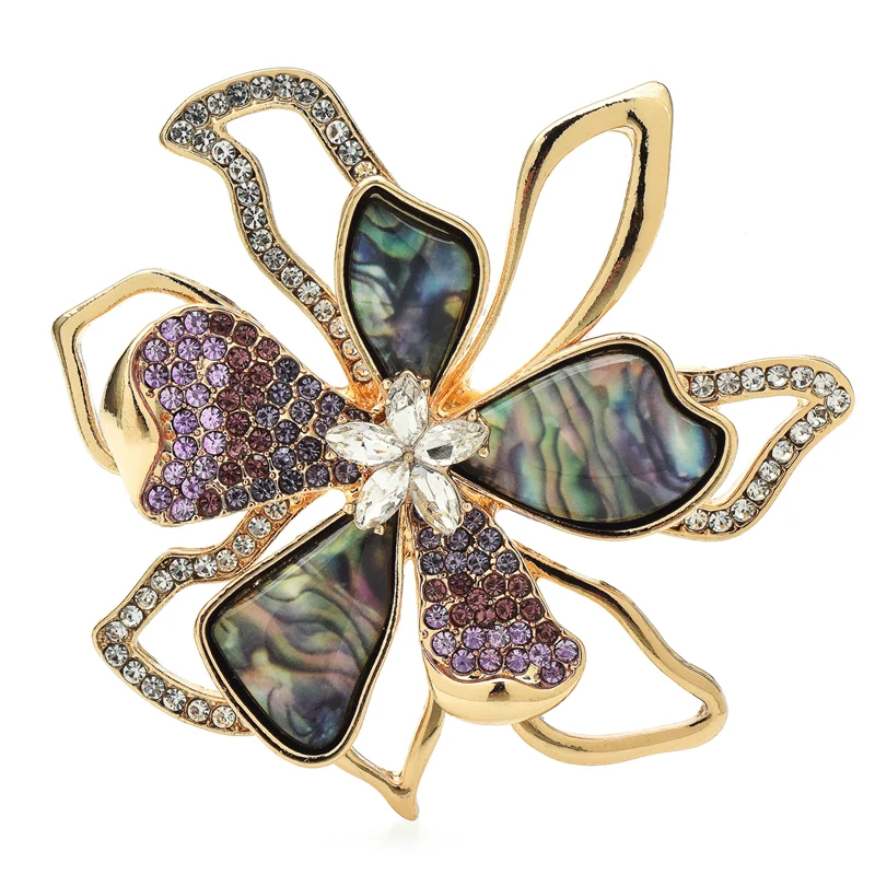 

Wuli&baby Pretty Flowers Brooches For Women Rhinestone Enamel Double-layer Plants Party Office Brooch Pin Gifts