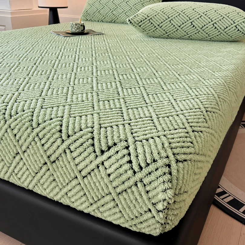 

Мягкий теплый наматрасник, однотонные фланелевые эластичные ленты, простыня, однотонные клетчатые наматрасники, протектор, двойной чехол для кровати 140/160