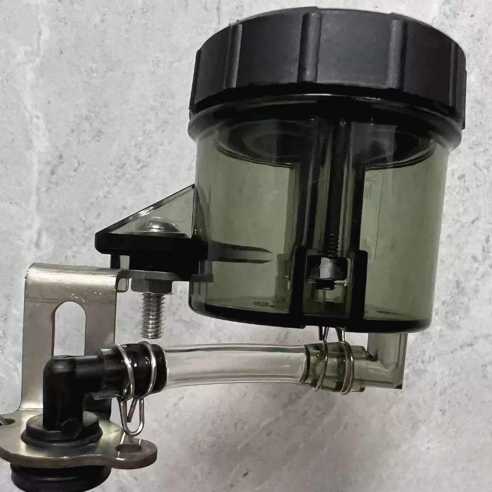 Universal Motorcycle Brake Clutch Fluid Reservoir Oil Cup Black Transparent With MAX/MIN Line For Dirt Bike ATV