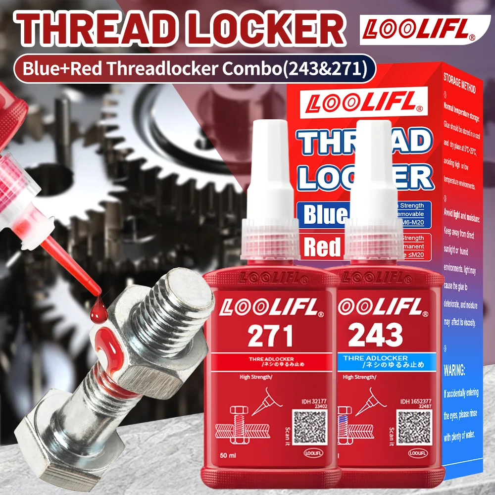 Threadlocker, Screw Glue, High Temperature Resistant, Anti-Loose Sealant, 243 Threadlocker and 271 Threadlocker, Heavy Duty Sealant