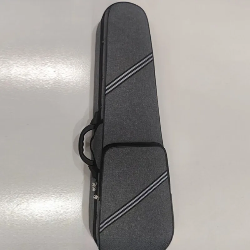 Cotton Gray Violin Case Professional Fleece-lined Shockproof Shoulders Portable Triangle Violin Box Musical Instrument Accessory