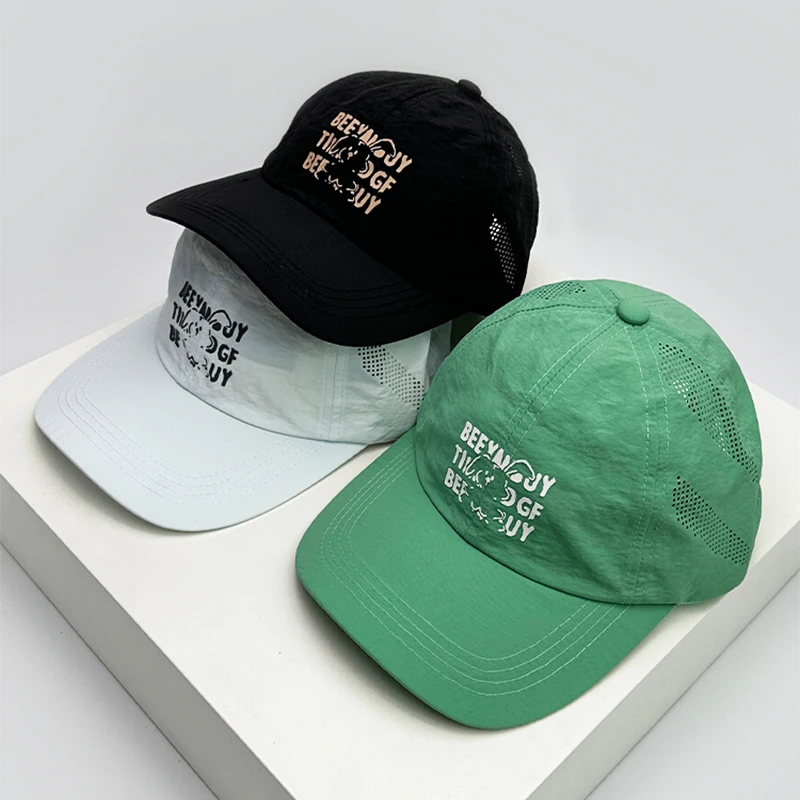 Chapéus de beisebol carta impressa de secagem rápida masculino e feminino, respirável, sombrinha simples, boné snapback ao ar livre, versátil moda,