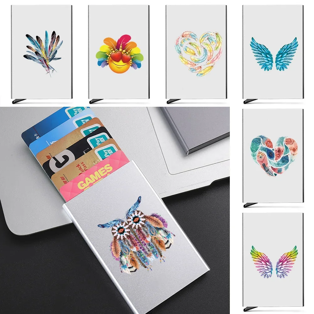 

Mini ID Credit Men's Brand Card Holder Feather Pattern Luxury Wallet Anti Rfid Blocking Protected Magic Slim Money Case 2026 new