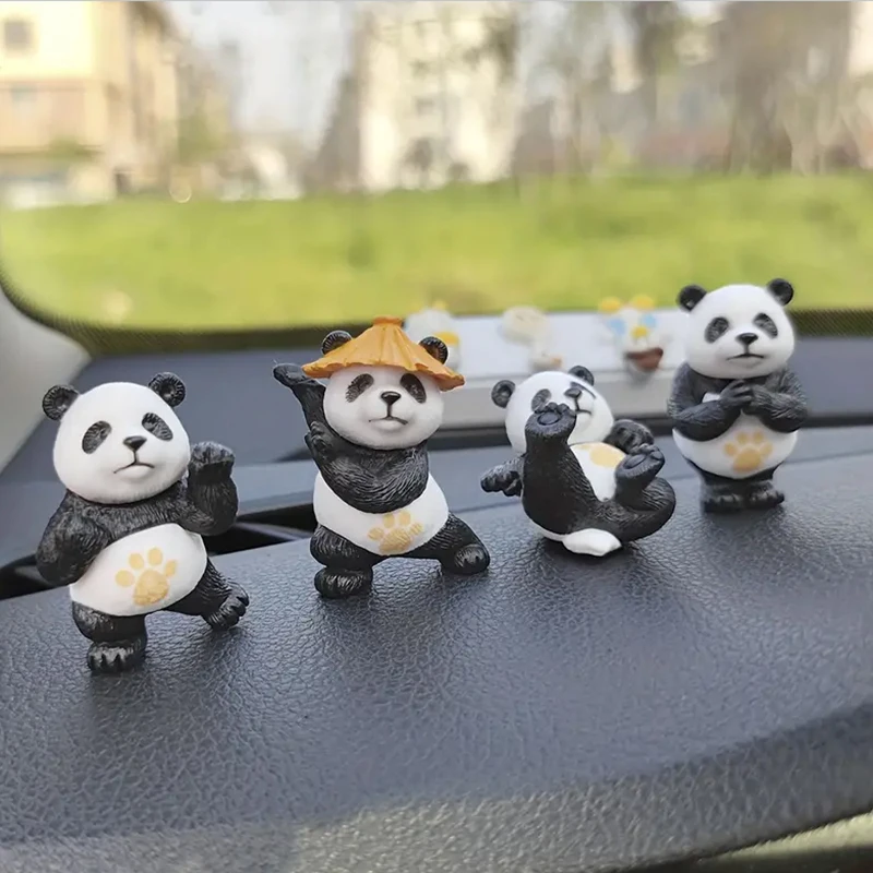 4Pcs/set Cartoon Kung Fu Panda Car Decoration Popular Toys Souvenir Fairy Garden Miniatures Action Figures Desktop Home Decor