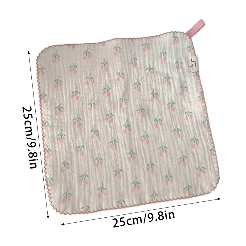 77HD Cartoon Print Baby Muslin Square Face Towel Soft Burp Cloths Small Handkerchief