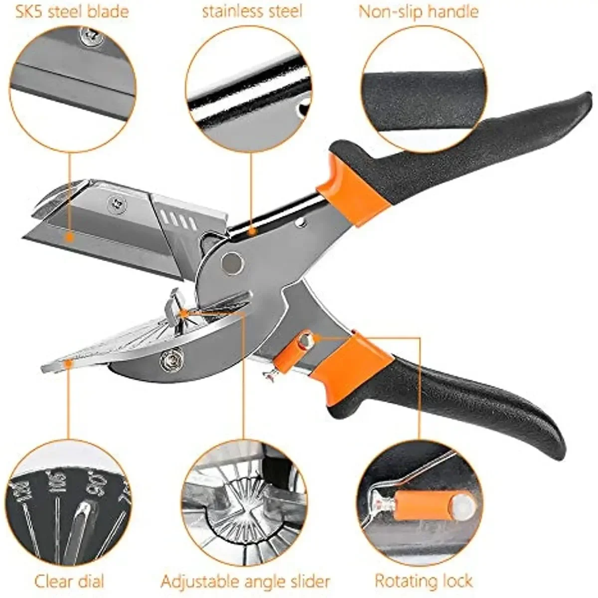 Multi Angle Miter Shear Cutter for Angular Cutting of and Trim from 45 to135 Degree Hand Tools for Cutting Soft Wood Plastic PVC