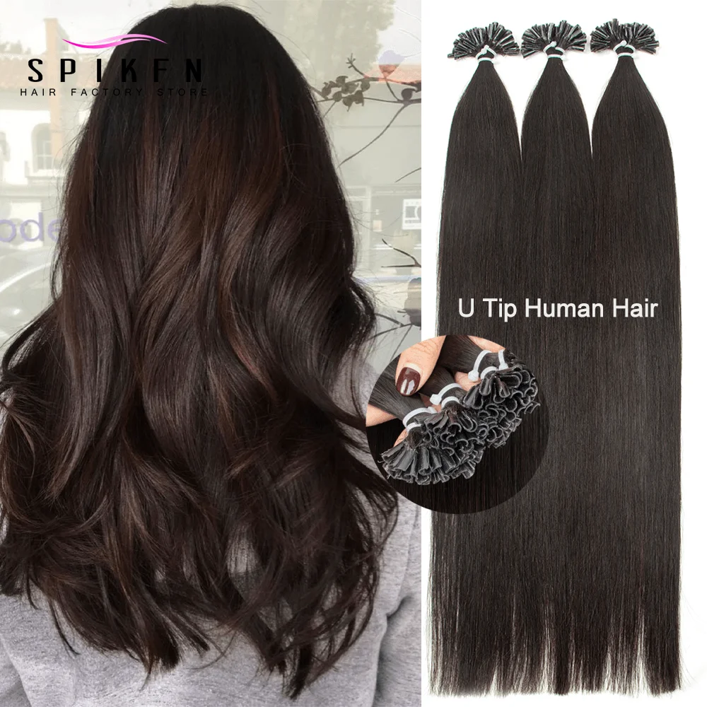 

Natural/Jet Balck U Tip Hair Extensions Real Remy Human Hair 12-20 Inch 50pcs/30g/pack Light Weight Straight Fusion Keratin Hair
