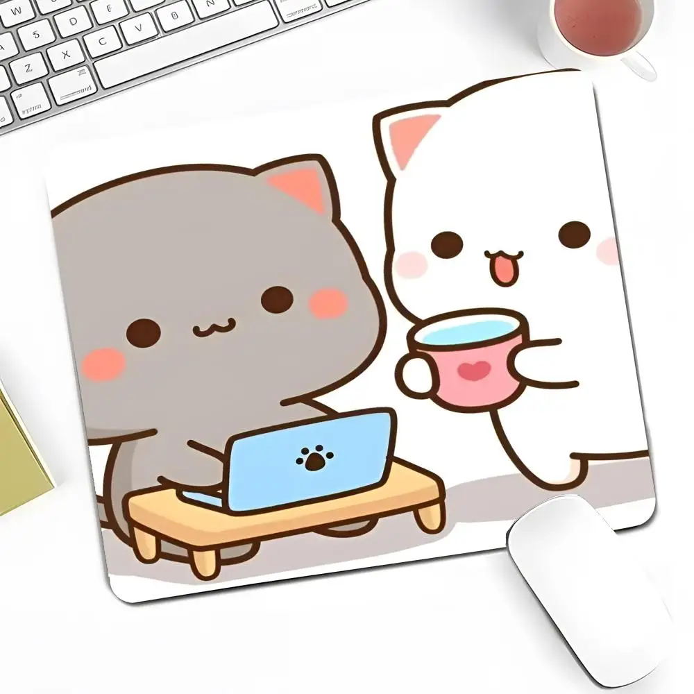 Cute Catoon Peach Mochi Cat Mouse Pad Anime Game Mouse Pad High Quality Small Desk Pad Rubber Laptop Desk Pad