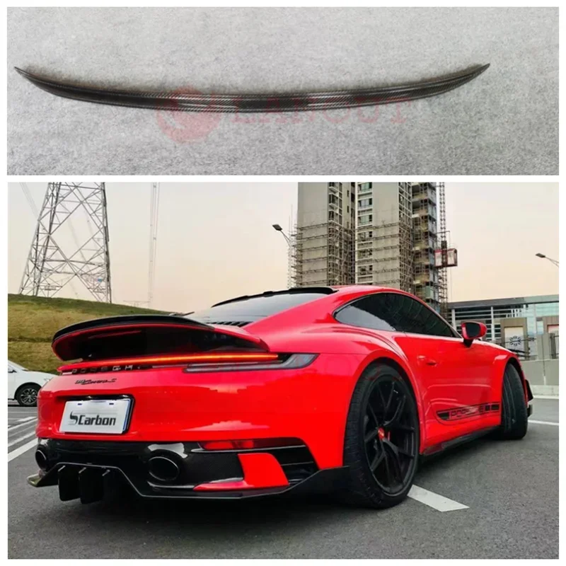 For Porsche 992 911 2019 2020 2021 2022 High Quality Carbon Fiber Rear Trunk Lip Roof Spoiler Wing