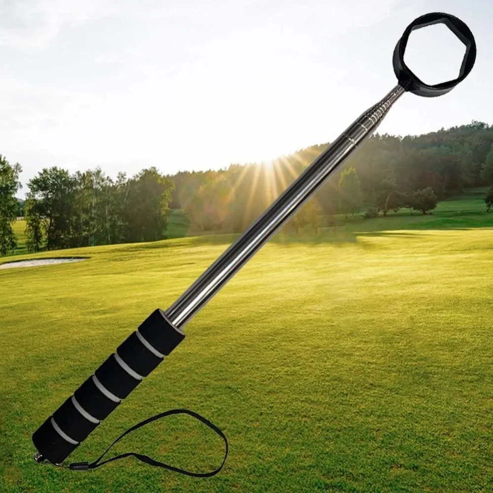 Extendable Telescopic Golf Ball Retriever Stainless Non-Slip Handle Golf Ball Pick Up Retriever Grabber Claw Sucker Tool