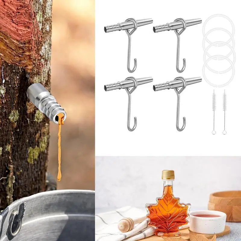 Outdoor	Portable Trunk Faucet for Syrup Tree Sap Collection Drill Bits Steel Maple Tree Tapping Set with Cleaning Brushes