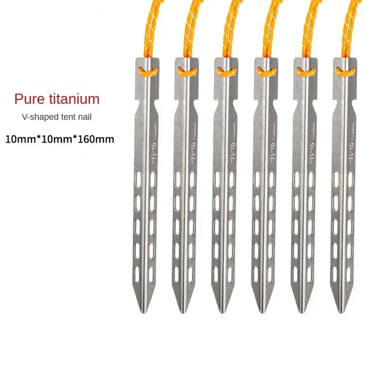 1Pcs 6.3Inch Tent Pegs Camping Tent Pegs Nails Ultralight Windproof Titanium Tent Stakes Outdoor Camping Hiking Tools