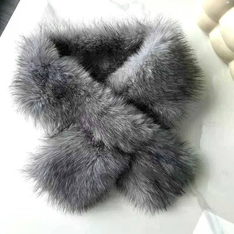 

Длинный шарф из искусственного меха, мягкий плюшевый меховой декор, зимний пушистый теплый шарф, толстая роскошная шаль для женщин