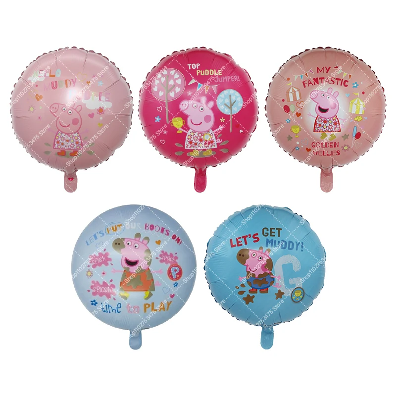 Set de 5 Globos de Aluminio con Diseño de Peppa Pig para Fiestas de Revelación de Género, Baby Shower, Cumpleaños, Decoración del Hogar, Regalos