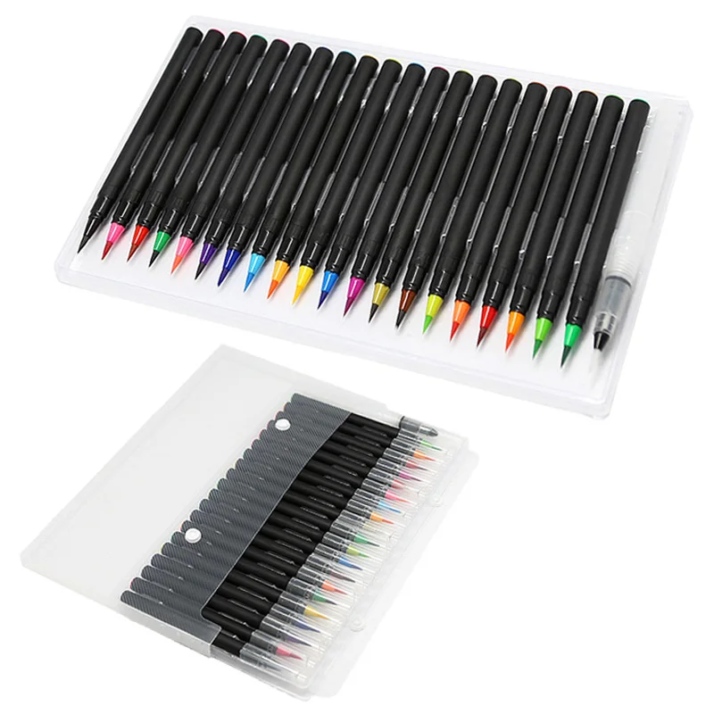20 pçs diy pintura escova de água cor caneta escova para colorir livros quadrinhos iniciante pintura desenho arte suprimentos para crianças presentes