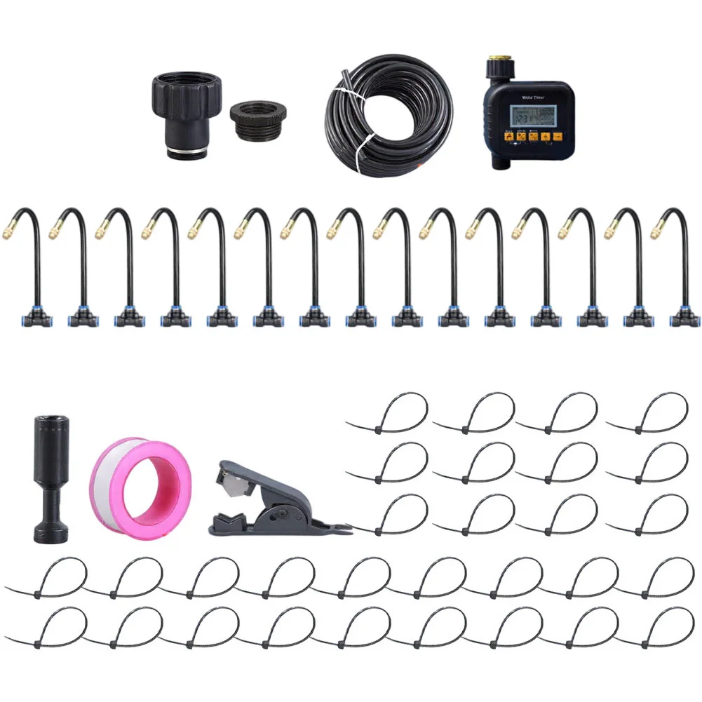 360 Degree Directional Watering Kit with 8mm OD PE Tubing and Quick Connect Fittings for Indoor Outdoor Plant Care