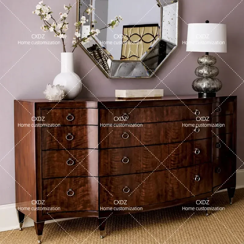 Neoclassical Simple Eco Friendly All Solid Wood Bedroom Living Room Dressing Chest Side Cabinet Entrance Cabinet