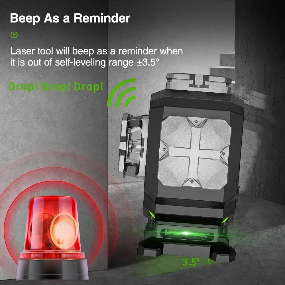 Huepar S03DG 360 Degree Laser Level Multiple Lines For Tile Floor Indoor Outdoor Use