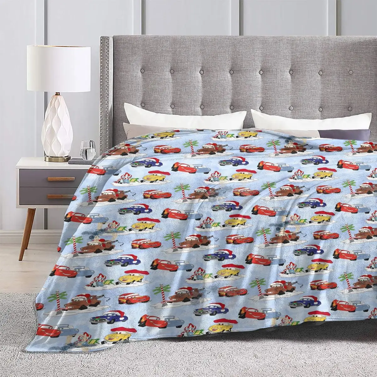 Cars Rains McQueen Cars Cartoon Throw Blanket, Soft Warm Blanket, Couvre-lit au glouton pour chambre à coucher, Couvre-lit esthétique, Noël