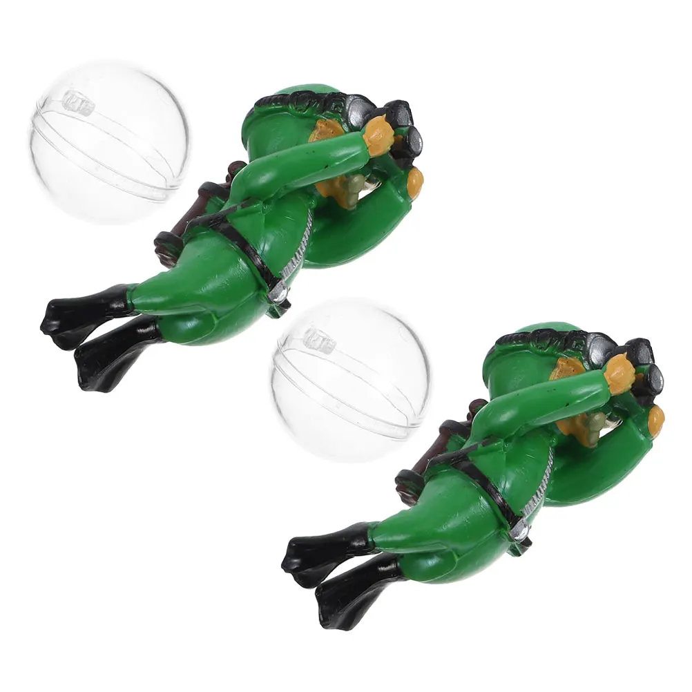 

2 Pcs Floating Diver Fish Tank Decor PVC Smooth Suction Cups Unique Visual Safe Pets Playground Enhance Supplies
