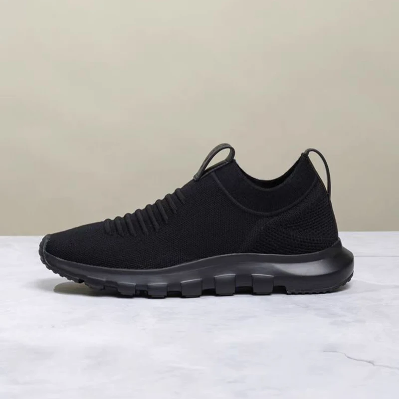 

Italian Designer Men's Knitted Sneakers Cozy Breathable Slip-On Business Casual Soft Sole Casual Shoes