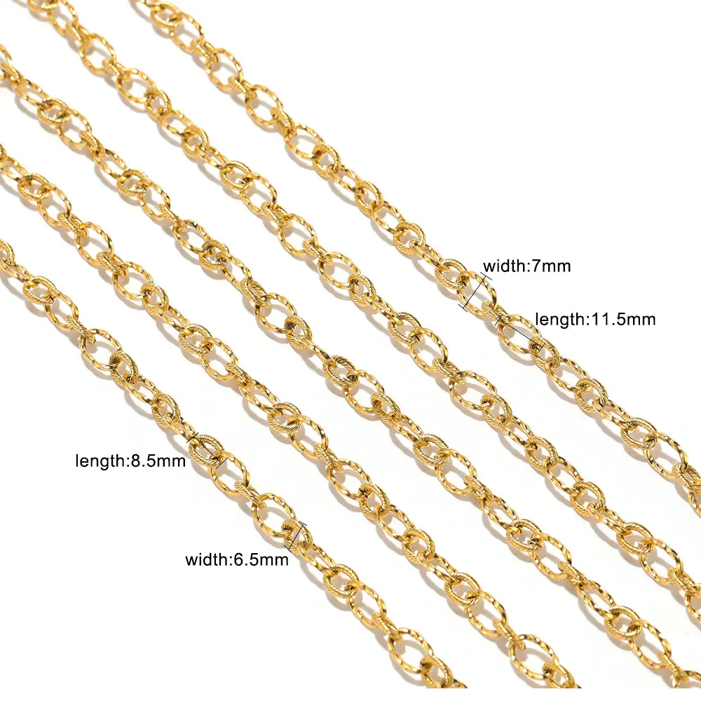 1Meters Stainless Steel Twist Chains Embossing Link for DIY Necklace Bracelets Jewelry Making Wholesale