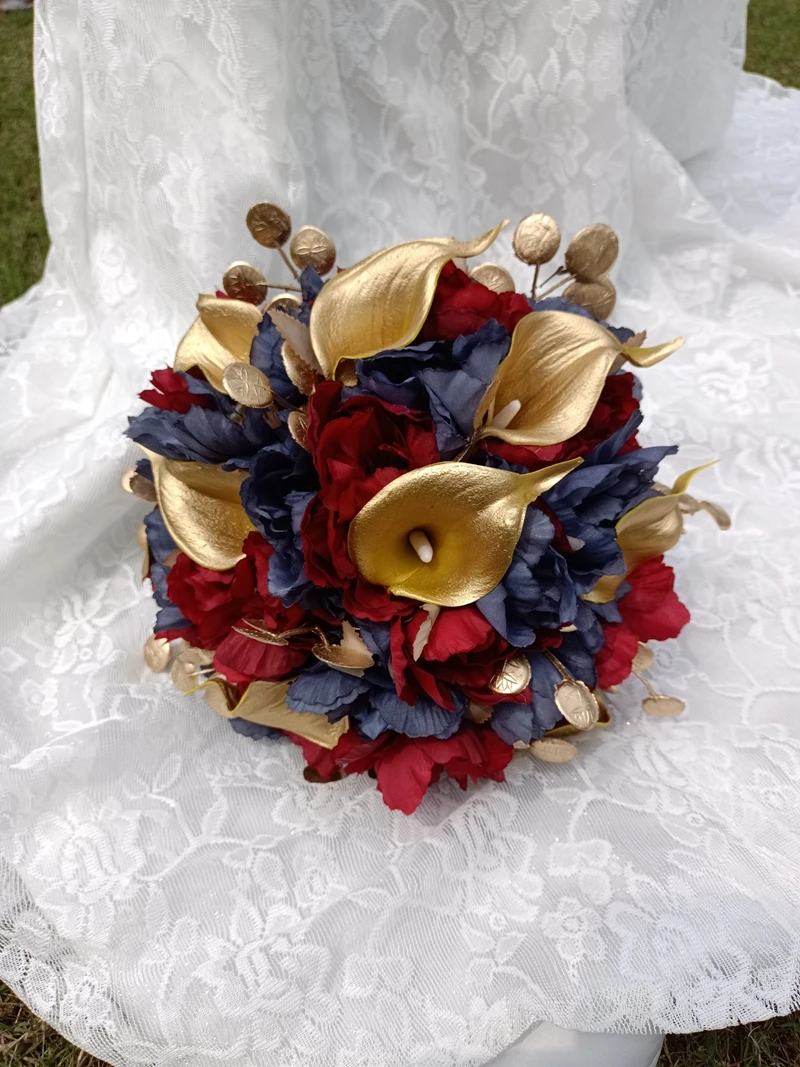 accessoires mariage bridal bouquet Bouquet Golden Calla lily Red Rose Blue Rose Combination Handheld Flower