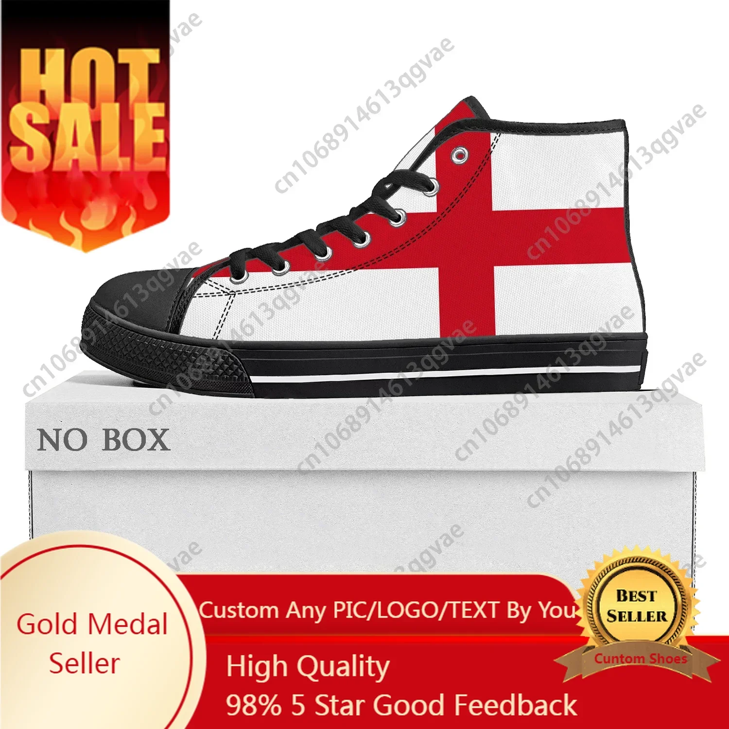

England Flag High Top Sneakers Mens Womens Teenager Canvas Sneaker England Casual Couple Shoes Custom Shoe