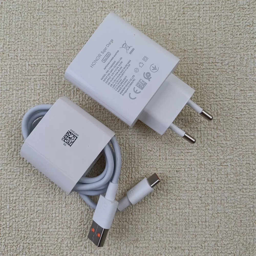 66W Dual Ports Super Charging Adapter for Honor 400 200 Pro Magic 7 6 5 Pro V5 V3 Switching Powe Adaptor 6A USB C/PD Fast Cable