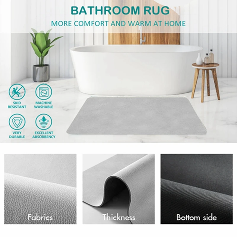 Super Absorbent Bathroom Rugs, Thin Bath Mat, Quick Dry Door Mat, Indoor, Machine Washable, Home Floor Mats