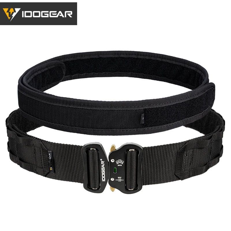 IDOGEAR Tactical 2 Inch Combat Belt  Quick Release Buckle MOLLE  Hunting Outdoor Sports Mens Belt Durable Two-in-One 3414