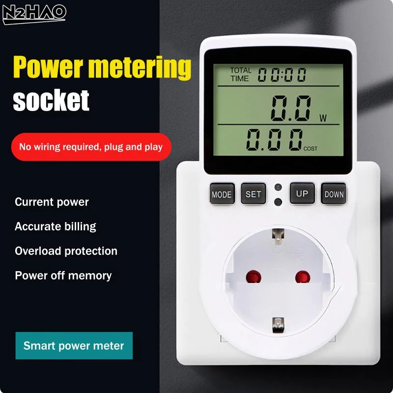 1 قطعة مقبس قياس الطاقة الأبيض الأوروبي والولايات المتحدة ، مقبس القياس الذكي ، الجهد غير الخلفي ومقياس الأمبير #2