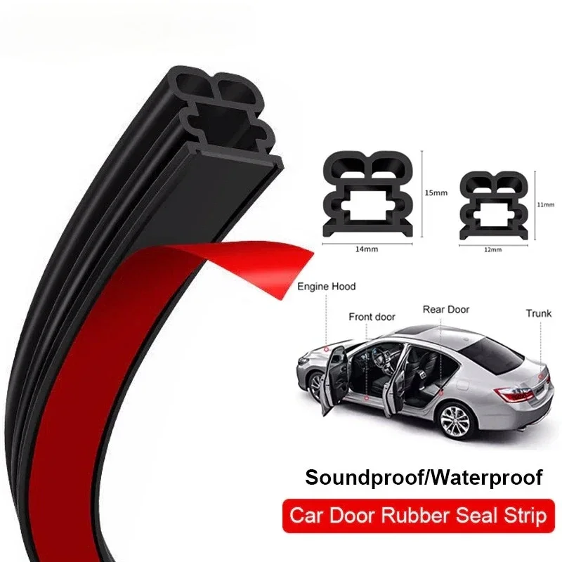 New Car Door Seals Double-Layer Auto Weatherstrips Protection Soundproof Waterproof Rubber Sealing Strip For Door Trunk Hood