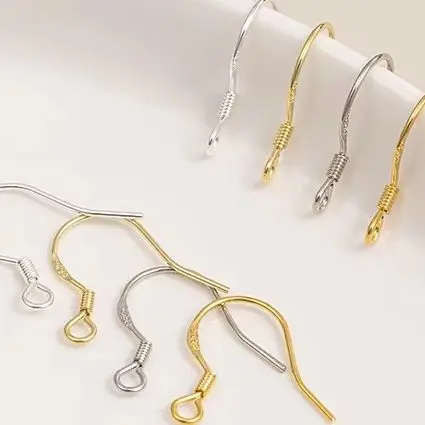 

1Pair S925 Sterling Silver Ear Hook Earring Accessories 14K Gold-Plated 18K Real Gold & White Gold Handcrafted DIY Material