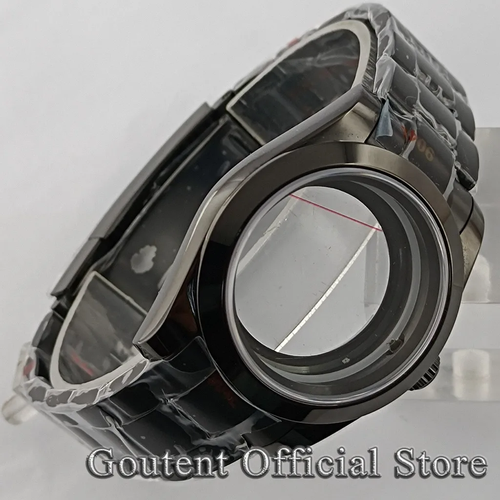 Imagem -05 - Goutent 36 mm 39 mm Caixa de Relógio Pvd Preto com Pulseira Ajuste Eta2836 Miyota 8215 821a Dg2813 3804 Nh35 Nh36 Eta2824 Pt5000 Movimento