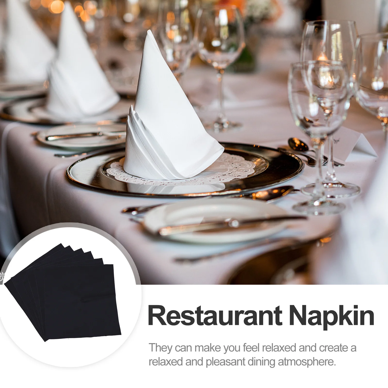 

6pcs Dinner Plain Elegant Western Dinner Cloth Restaurant Cloth For Home Hotel Kitchen Dining Room Party Black