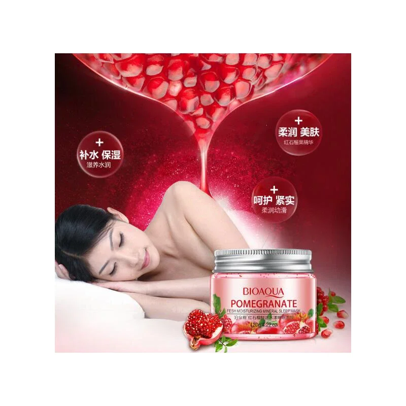 BIOAQUA Sleeping Face Mask Cream 120g No Wash Pomegranate Kiwif fruit Snail Soothing Gel Night Cream Skin Care for Moisturizing